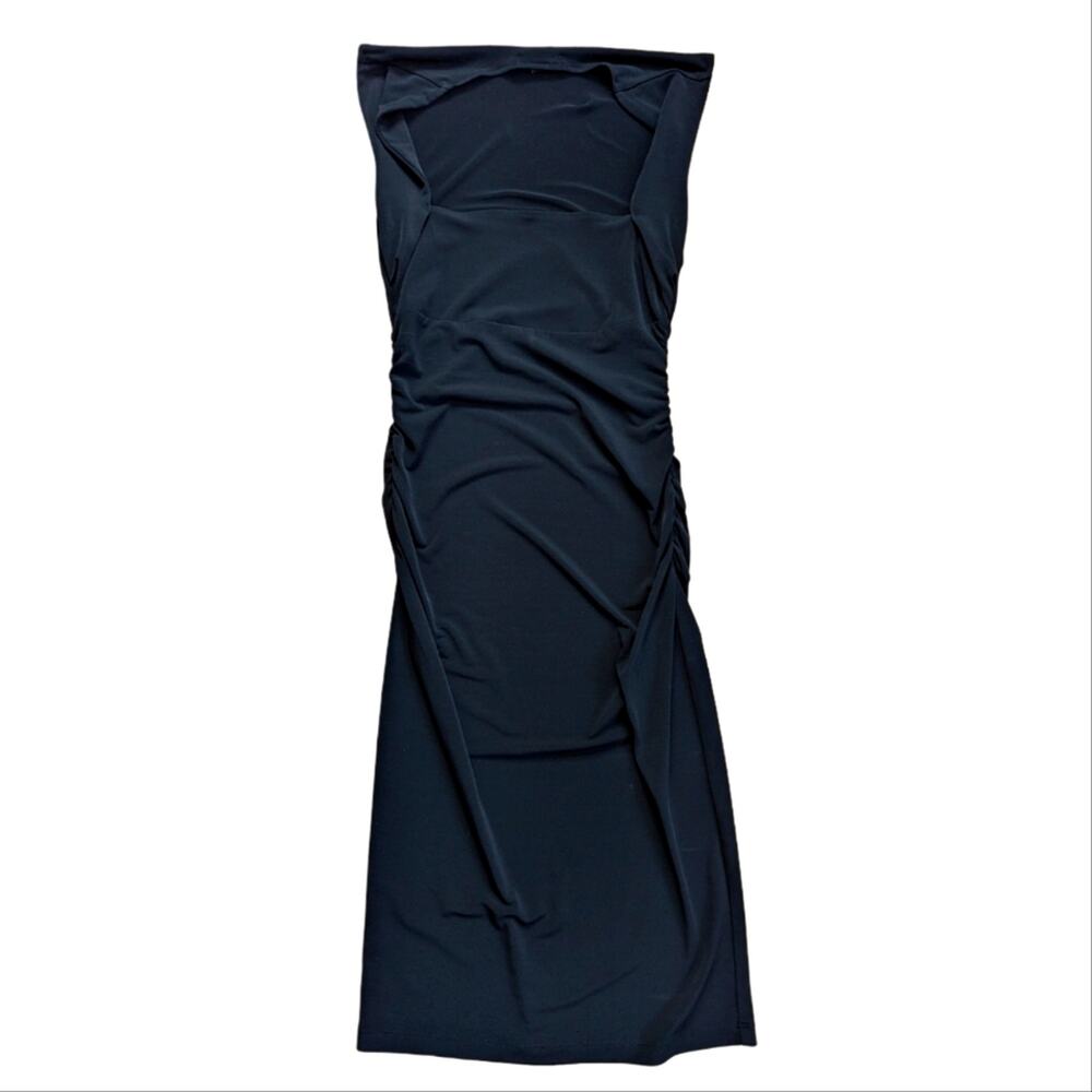 Moda International Black Bodycon Square Neckline Date Night Ruched Sheath Dress